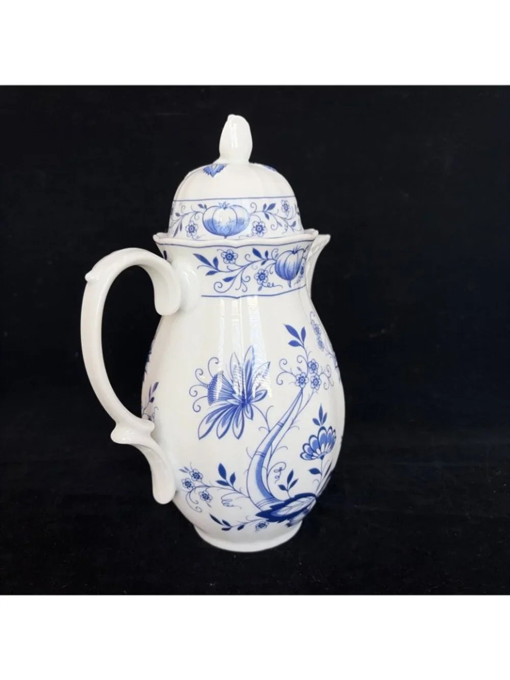 Vintage Retsch Bavaria Germany Blue Onion Porcelain Tea Coffee Pot Lid 9.5in